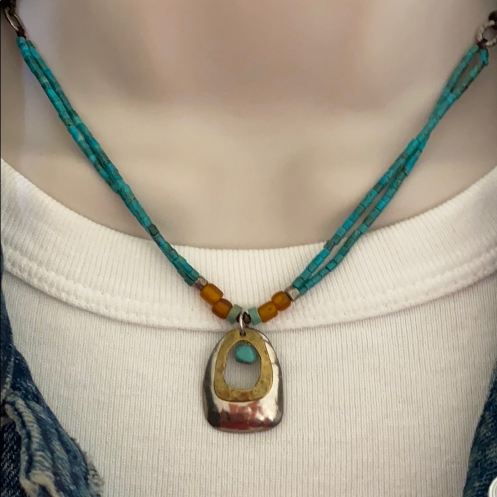 Silpada Turquoise Brass Necklace